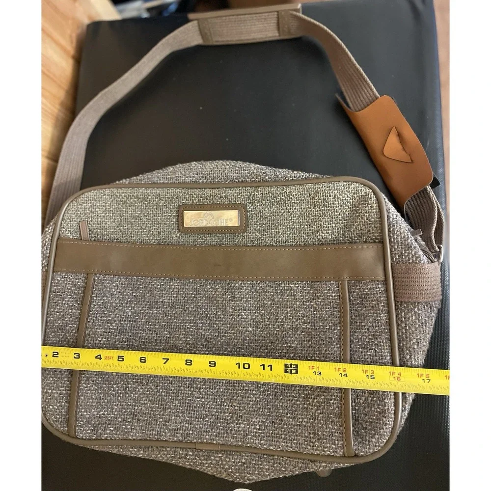Vintage JORDACHE Tweed Luggage Overnight Carry On Bag Brown Tan 11x15x6